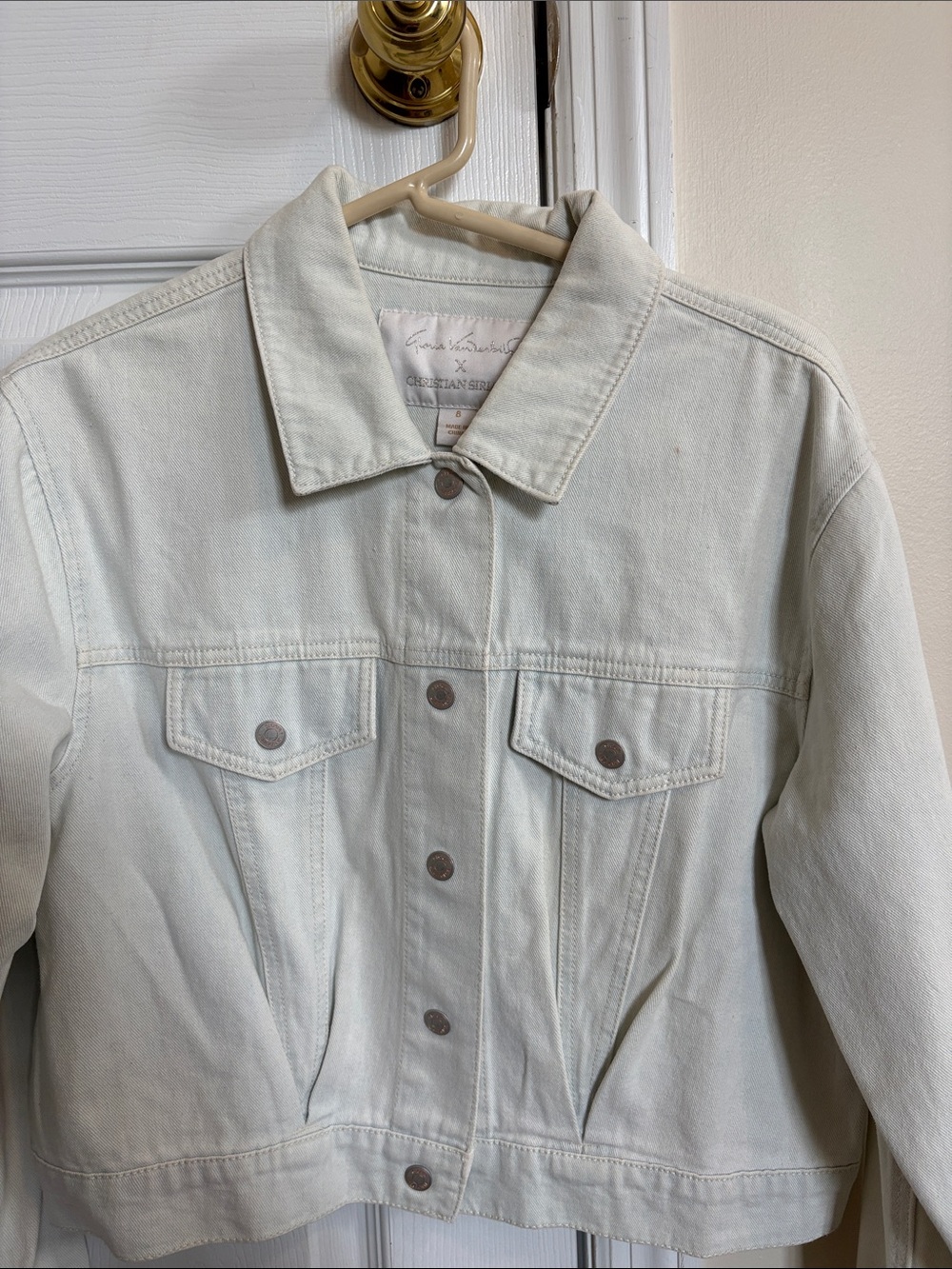 Christian Siriano Cream Denim Jacket - Women's Light Neutral Jean Jacket